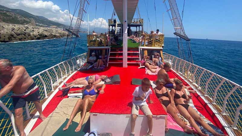 family boat trip in okurcalar