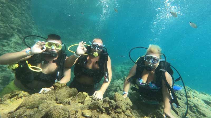 scuba diving with family in okurcalar