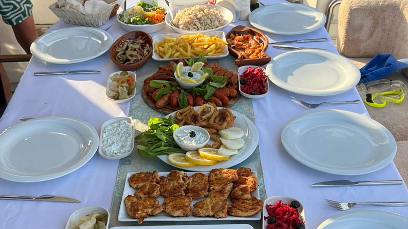 lunch on private yacht in okurcalar