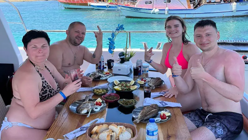 lunch on the yacht in okurcalar