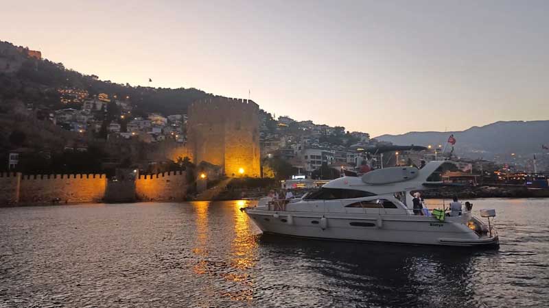 private yacht on sunset in okurcalar